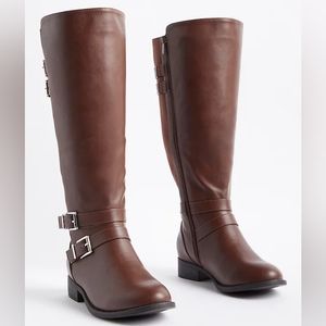 🚫SOLD!🚫 Torrid - Brown Buckle Knee High Boots 7W 7 Wide